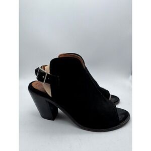 Frye Womens 8.5 B‎ Black Suede Peep Toe Slingback Block Heel Booties 3471343-BLK